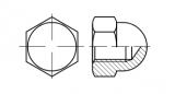 50 Stück rostfreie Edelstahl (A4) Sechskant-Hutmuttern DIN 1587 hohe Form - M 5